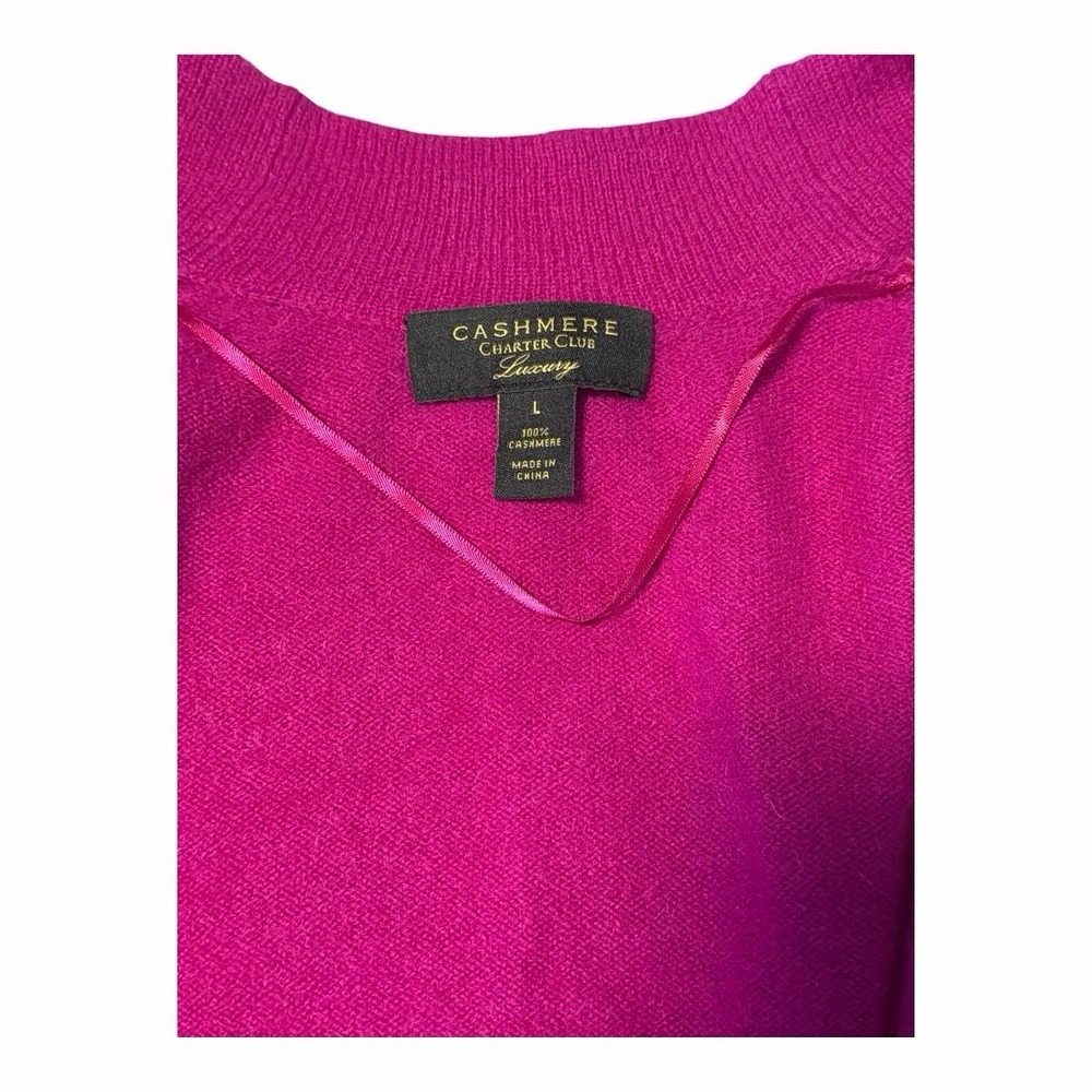 Charter Club 100% Cashmere Open Front Cardigan Magenta Old Money L - Picture 4 of 4
